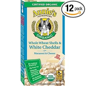 Annie's Homegrown Organic Whole Wheat Shells & Cheddar, 6-Ounce Boxes (Pack of 12)