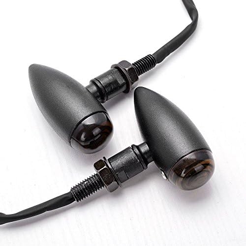 Aunoc 2*Black Smoke Lens Aluminum Bullet Amber LED Turn Signal Blinker Indicator Light
