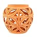 EXP Handmade Coral Tone Clay Hurricane Lamp / Candleholder With Striking Leaf Patten