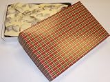 Scott's Cakes 1 lb. White Chocolate Pecan Bark in a Christmas Plaid Box