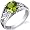 Cathedral Design 1.25 carats Peridot Solitaire Ring in Sterling Silver Rhodium Finish Size 5