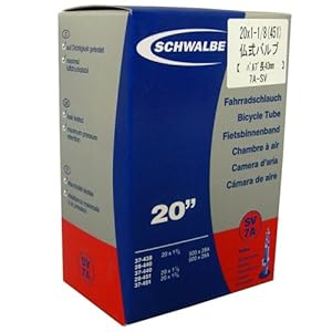 【クリックで詳細表示】SCHWALBE(シュワルベ) 20×11/8(451)用チューブ 仏式バルブ 7ASV