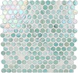 Ocean Circles Green Pool Glossy & Iridescent Glass Tile - 17043