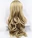 K'ryssma Good Looking Natural Wavy Heat Resistant Hair Synthetic Lace Front Wig Golden Blonde #24 for White Women