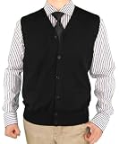 Luciano Natazzi Classic Fit V-Neck Buttoned Sweater Vest Cotton Cashmere Touch