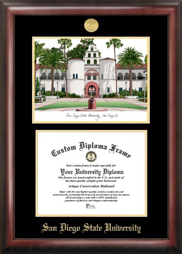 San Diego State University Gold embossed diploma frame with Campus Images lithograph San Diego State University Gold embossed diploma frame with Campus Images lithograph