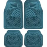 4pc Set of Heavy Duty Semi Custom Trim-able Universal Grey Charcoal Rubber Floor Mats... 