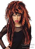 Adult Ladies Orange & Black Witch Wig