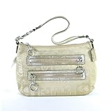 NEW AUTHENTIC COACH POPPY STORY PATCH SMALL TOP HANDLE POUCH (Khaki/Gold)