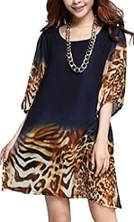 Summer Animal Print Leopard Print Chiffon/Silk  Dress