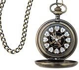 TO Watch Manufaktur (291) -Wunderschöne bronzefarbene Mechanische Taschenuhr mit pechschwarzem Zifferblatt. Verglaster Einblick der Rückseite mit Sicht auf die mechanischen Abläufe
