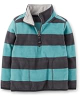 Carter's Boys Fleece Half Zip Pullover (Turquoise and Blue Stripe, 2T)