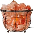 WBM Himalayan Glow Natural Air Purifying Himalayan Tall  Round Style Basket salt lamp with Salt Chunks, Bulb and Dimmer control