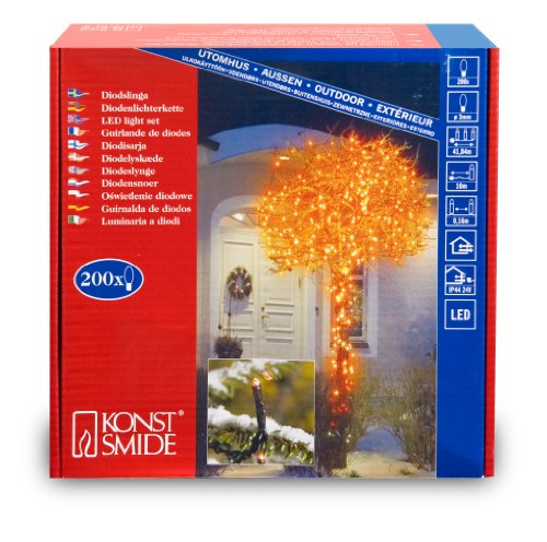 Konstsmide 3613-850 Micro LED Lichterkette (200 orange Dioden, 24V Au&szlig;entrafo, 12W, schwar Preisvergleich