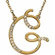 14k Yellow Gold Glittery G Initial Diamond Necklace