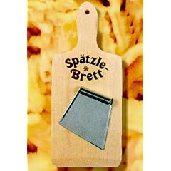 Original Kull Sp�tzlebrett mit Schaber aus Edelstahl + Sp�tzlerezept - Sp�tzle-Set-Garnitur
