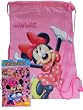 New Minnie Mouse Drawstring Bag Pink + Wallet