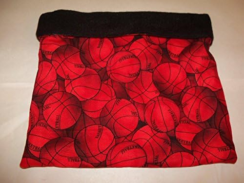 Basketball Print XL Fleece/Cotton Guinea Pig Pouch Bag Cozy Bed Snuggle Ferret Rat 11" x 11''