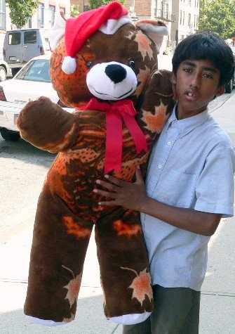 51AS8KZOohL GIANT BIG 42 CHRISTMAS HOLIDAY TEDDY BEAR GIANT STUFFED ANIMAL PLUSH TOY   WEARS RED SANTA HAT   UNIQUE BROWN AND ORANGE COUNTRY SCENE FUR   AMERICAN MADE IN THE USA AMERICA