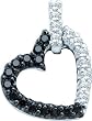 14k. White Gold Black and White Diamond Heart Pendant 1/4 Ctw