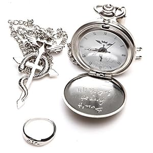 6 Different Style Fullmetal Alchemist Anime Pocket Watch & Necklace & Ring (D_Style)