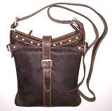 Geschenk-Set Postkarte und Greenland Westcoast Büffelleder Leder-Tasche Leder-Umhängetasche in dunkel-braun