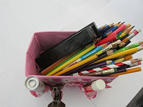 Office Supplies and Organizer Box Holder & Dispenser, Pink Floral Color, with Novelty Keychains Teddy Bear Bronze, for Women's & Girl's