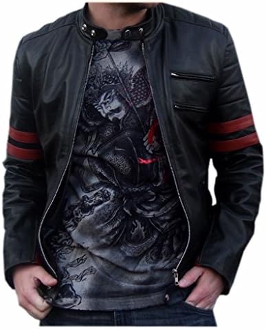 Softskin Leather Men's Genuine Lambskin Bomber Biker Leather Jacket L Black