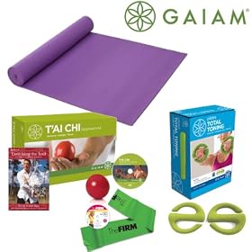 Gaiam Deluxe Pilates Set With Premium Exercise Mat, Resistance Bands, Toning Weights and Free Tai Chi Starter Set