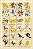 IMAGE OF Canvas Print, Heraldic Charges - Passant Gardan, Rampart, et al. - 24 x 36