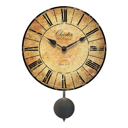 Antiqued Chester Wall Clock with Pendulum