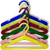 50 CHILDREN'S PLASTIC COAT HANGERS IN CLASSIC COLOUR MIX 26cm wide