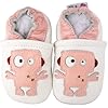Kidzuu Soft Sole Baby Infant Leather Crib Shoes White Pink Robot