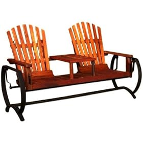 Teak Wood Double Adirondack Glider by Groovy Stuff Furniture