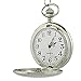 Youyoupifa Stainless Steel Case White Dial Vintage Design Pocket Watch with Chain (Silver)