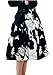 Mullsan Women's Print Floral Pleated Skirt Midi Skater Skirt Party Dress