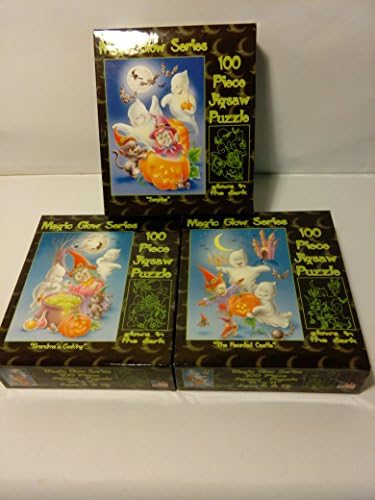 Magic Glow Series 100 Piece Jigsaw Puzzle "The Haunted Castle", "Grandmas's Cooking" and "Surprise