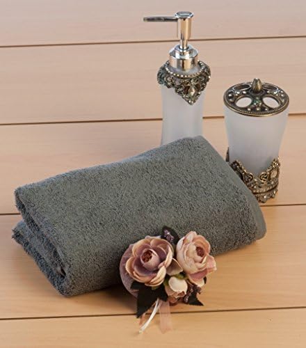 Turkish Luxury Hotel &amp; Spa 4-pack Hand Towel set, 100% Genuine Turkish Cotton, Steel.