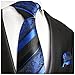 Blue and Black Silk Tie and Pocket Square . Paul Malone Red Line