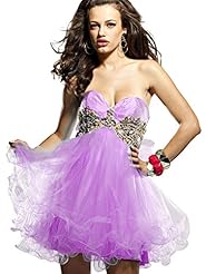 Material: Tulle 
Occasion: Prom Dress  
Dress Length: Short  
Shoulder: Strapless  
Neckline: Sweetheart  
Waistline: Empire Waistline  
Skirt: Ball Gown 
Embellishments: Beaded  Rhinestones  
Closure/Back: Back Zipper 
Size Category: Adult 
