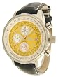 Adee Kaye Mens Navigator Pilot Chronograph Watch w/ Yellow Dial
