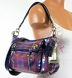IMAGE OF Coach Limited Edition Sequins Tartan Plaid Groovy Hobo Bag Purse Berry Multi