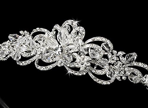 Elegant Bridal Designs Women's Rhinestone &amp; Crystal Silver Bridal Tiara Headpiece for Weddings