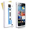 Stylish White And Blue Retro Cassette Tape Silicone Gel Case Cover For The Samsung Galaxy S2 i9100 With Screen Protector Film