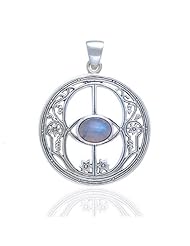 Sacred Chalice Well Symbol of Avalon in Glastonbury Genuine Rainbow Moonstone and Sterling Silver Pendant