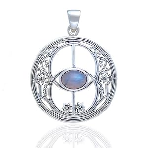 Sacred Chalice Well Symbol of Avalon in Glastonbury Genuine Rainbow Moonstone... by  