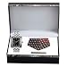 3-Piece Mens Designer Watch Gift Set - Silver Square Wrist Watch, Red Tie & Pin