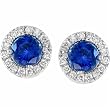 18K White Gold Blue Sapphire and Diamond Fashion Earrings
