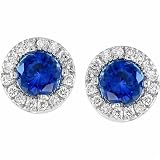 18K White Gold Blue Sapphire and Diamond Fashion Earrings