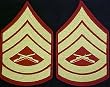 Gold on Red USMC Chevrons - Gunnery Sergeant - Male